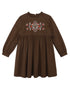 VAUVA Vauva FW23 - Girls Brown Embroidered Cotton Dress Dress