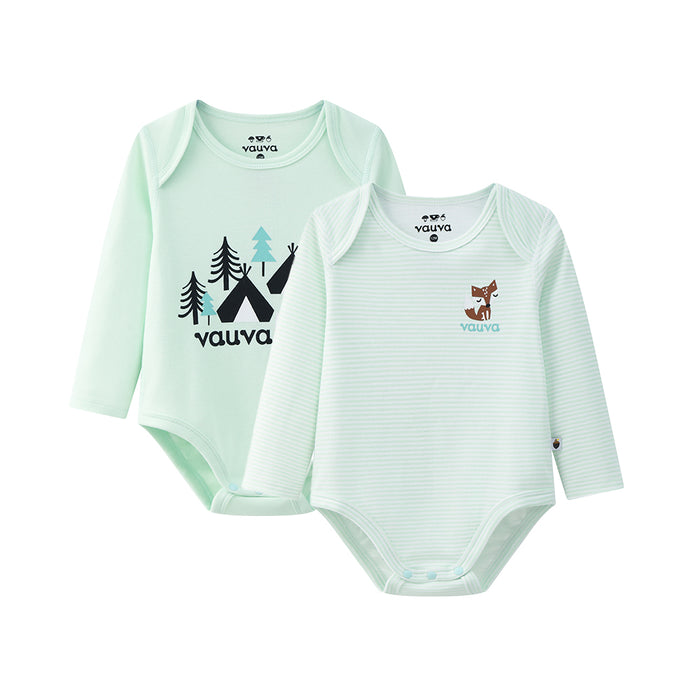 VAUVA Vauva BBNS - Baby Anti-bacterial Organic Cotton Bodysuits (2-pack Green/Strips) Bodysuit