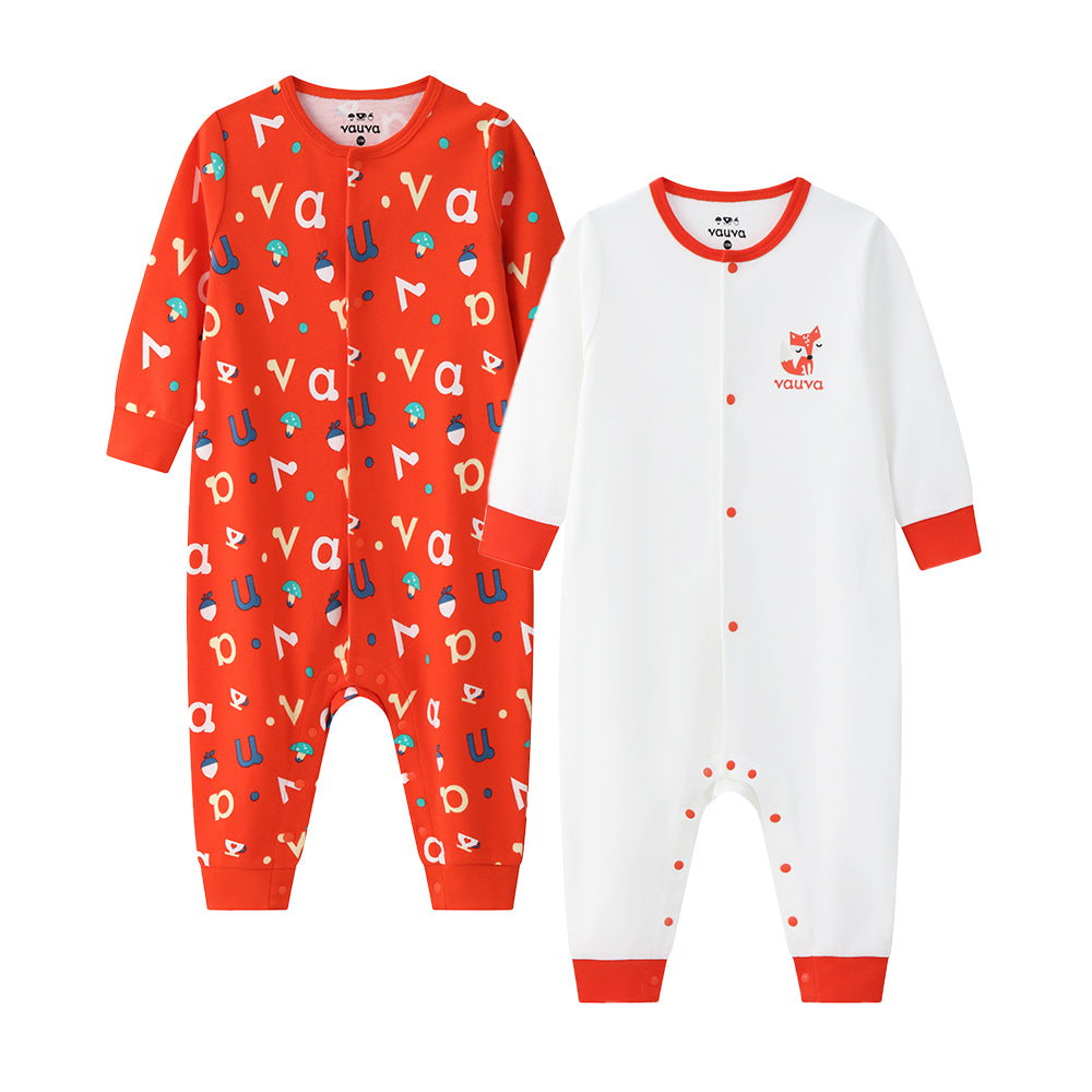 VAUVA Vauva BBNS - Baby Organic Cotton Printed Long Sleeve Romper (2-Pack) Romper