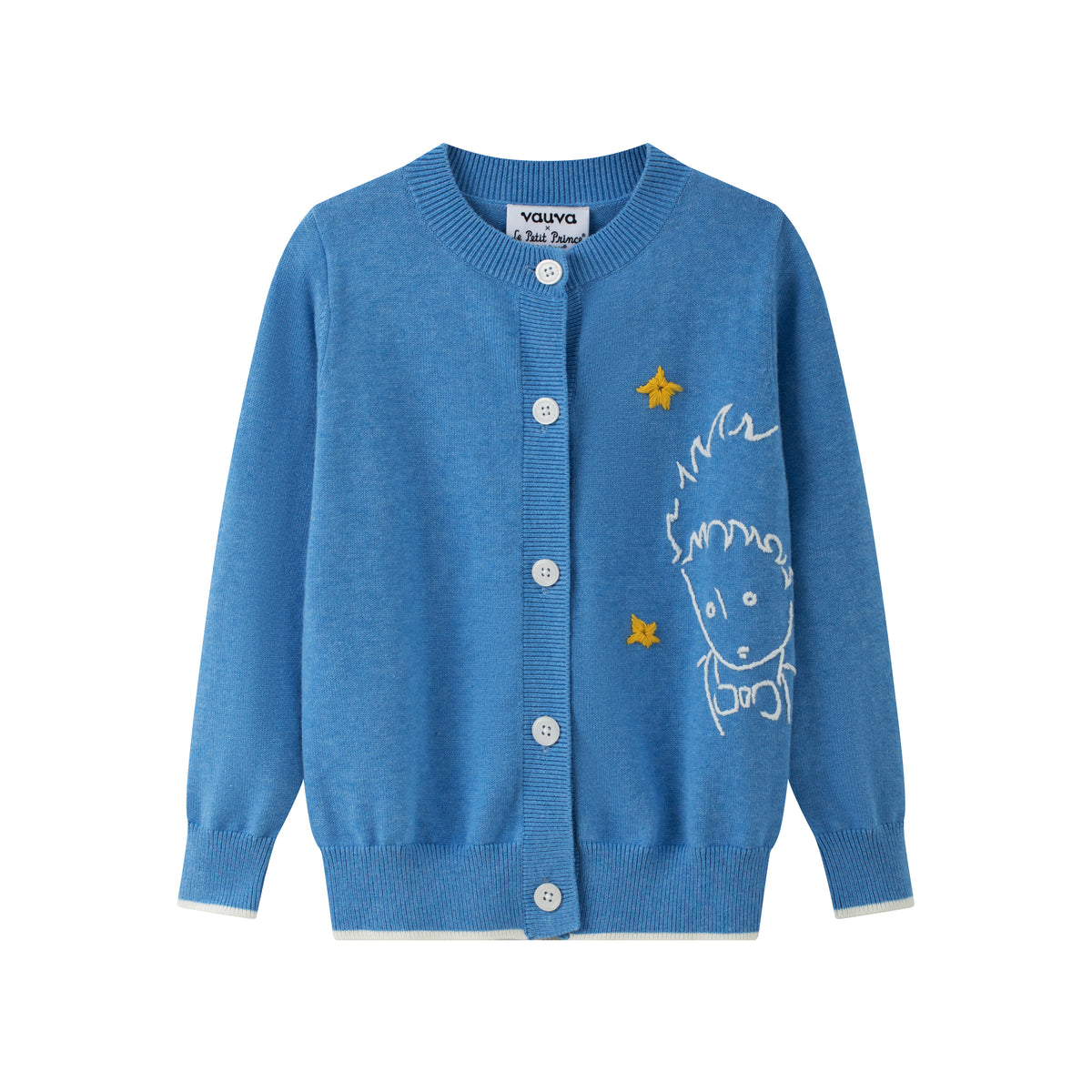 Vauva x Le Petit Prince - Kids Cashmere Cardigan (Blue)-product image front