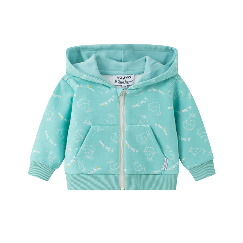 Vauva x Le Petit Prince - Baby Hooded Long Sleeve Zip Jacket (Green Lake) product image front
