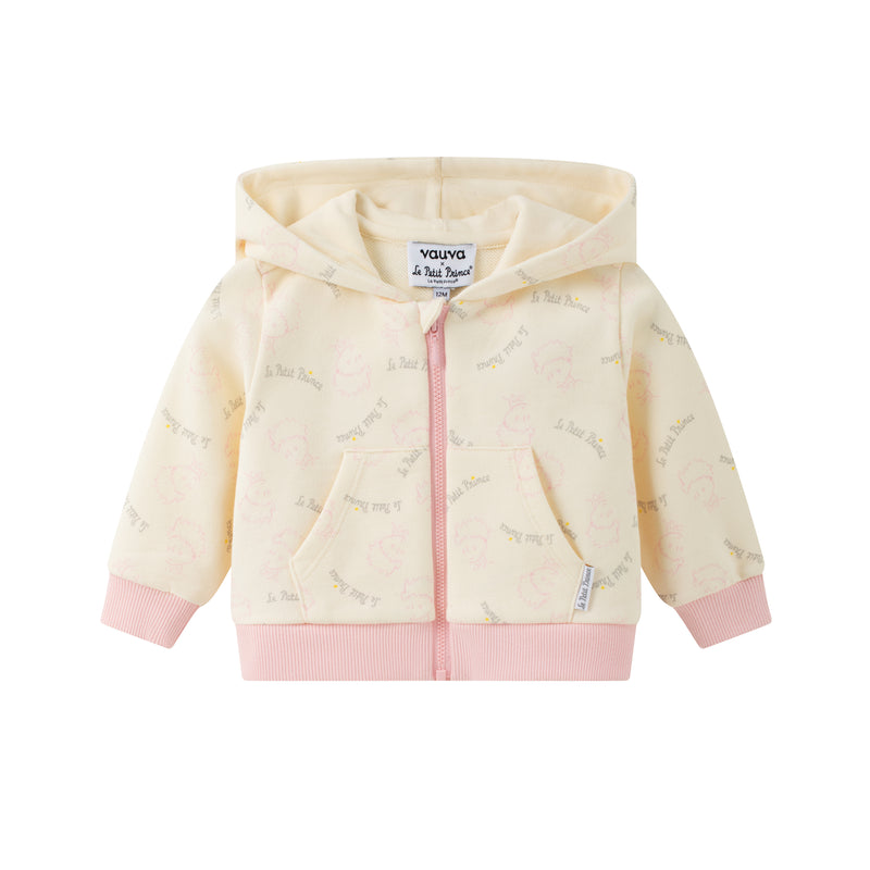 Vauva x Le Petit Prince - Baby Hooded Long Sleeve Zip Jacket (Pink) product image front