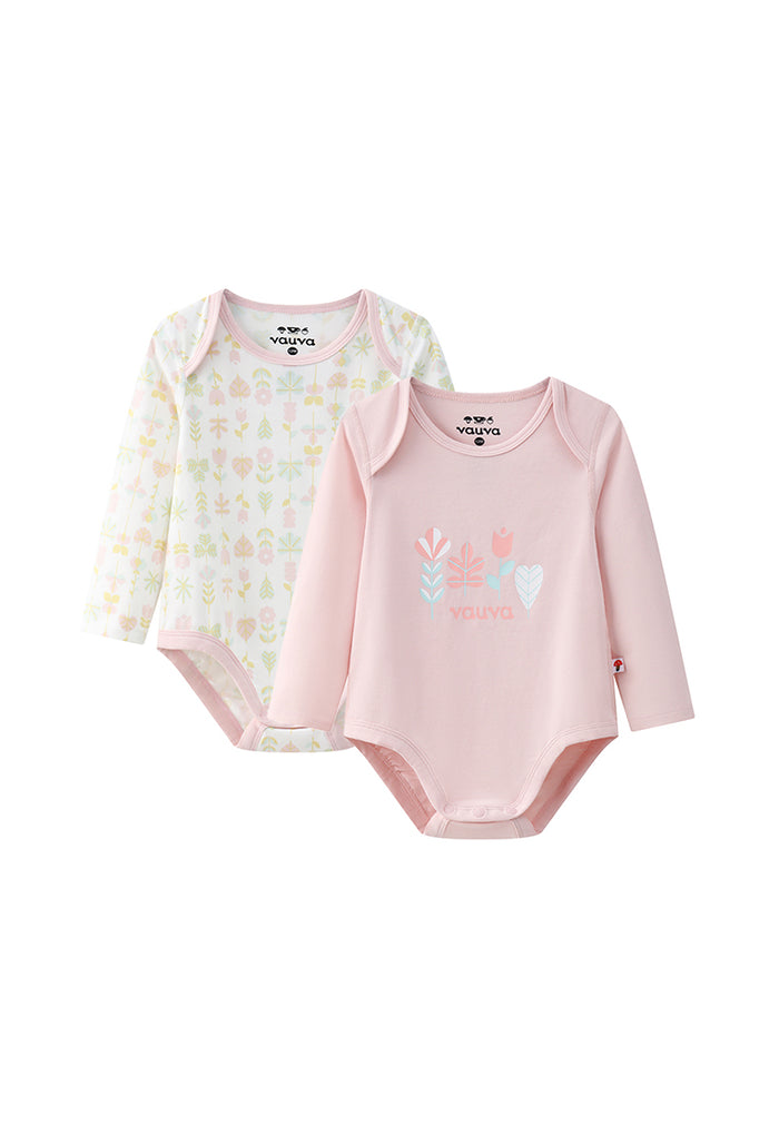 VAUVA Vauva BBNS - Organic Pink Floral Cotton Bodysuits (2-pack) Bodysuit