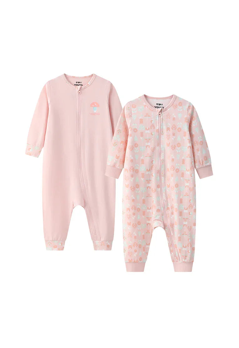 VAUVA Vauva BBNS - Organic Cotton Pink Floral Pattern Bodysuits (2-pack) Bodysuit