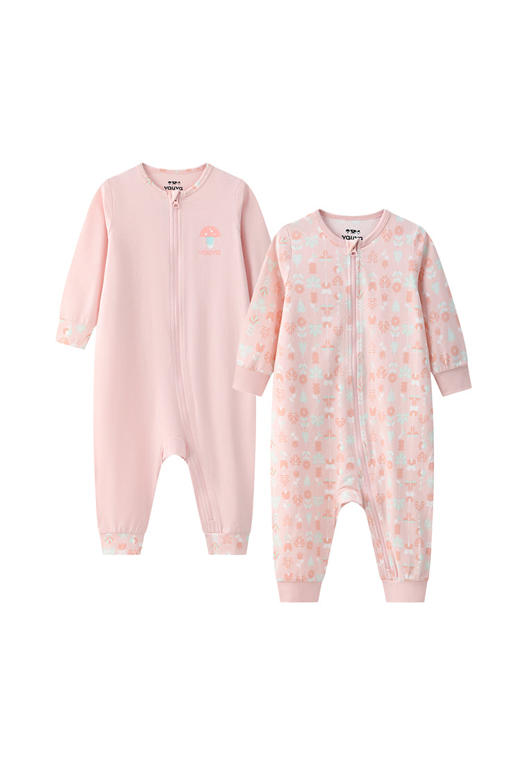 VAUVA Vauva BBNS - Organic Cotton Pink Floral Pattern Bodysuits (2-pack) Bodysuit