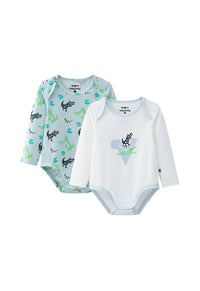 Vauva BBNS - Organic Cotton Crocodile Print Long-Sleeved Bodysuits (2-pack) product image front