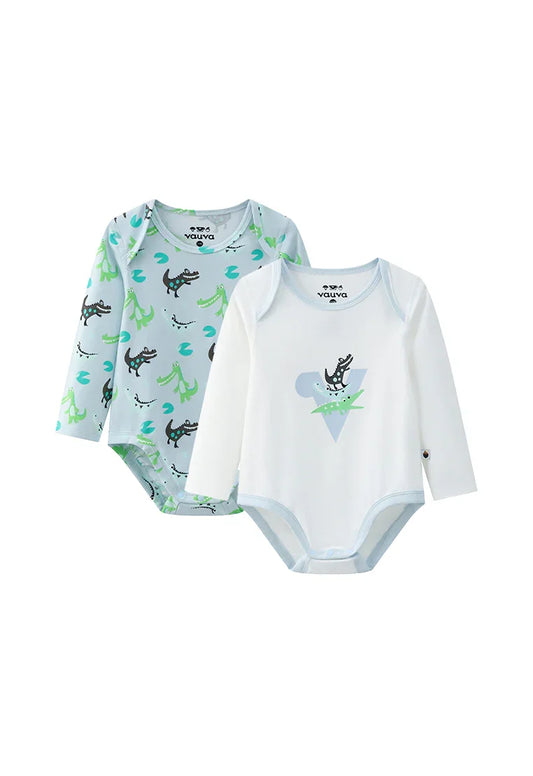 VAUVA Vauva BBNS - Organic Cotton Crocodile Print Long-Sleeved Bodysuits (2-pack) Bodysuit