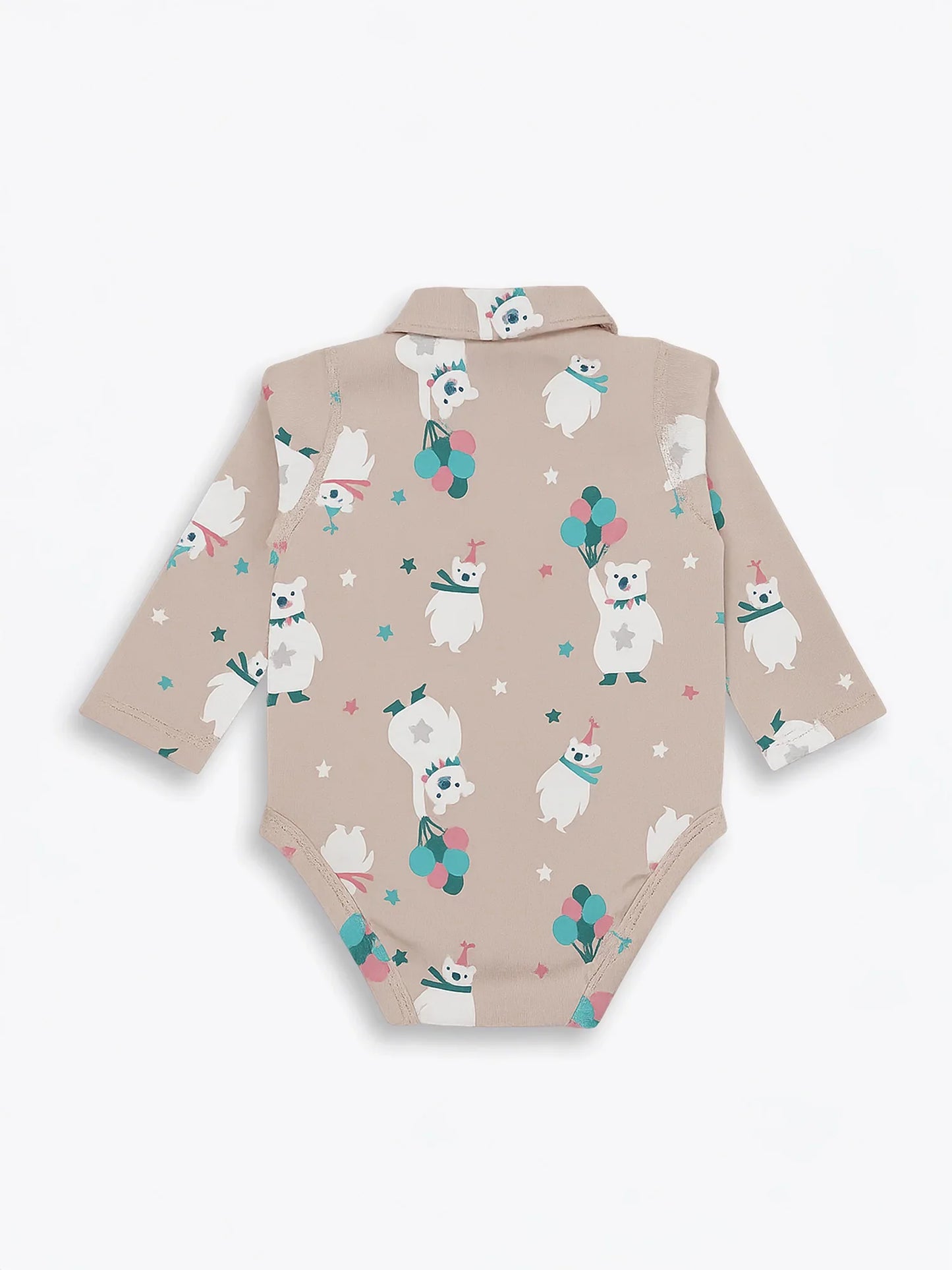 Bear-Print Long Sleeve Bodysuit