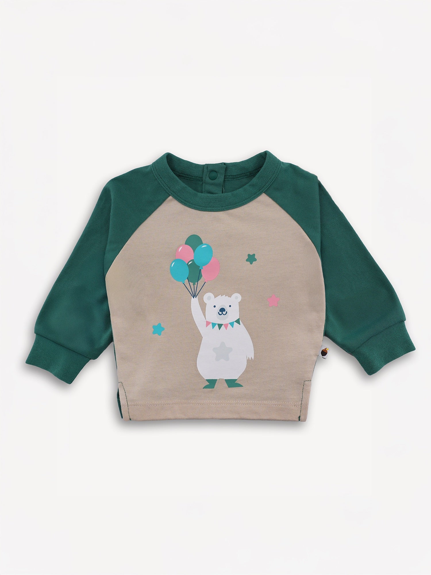 Bear-Print Raglan Sleeve  Tee