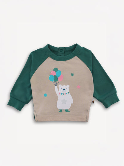 Bear-Print Raglan Sleeve  Tee