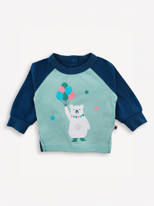 Bear-Print Raglan Sleeve Tee