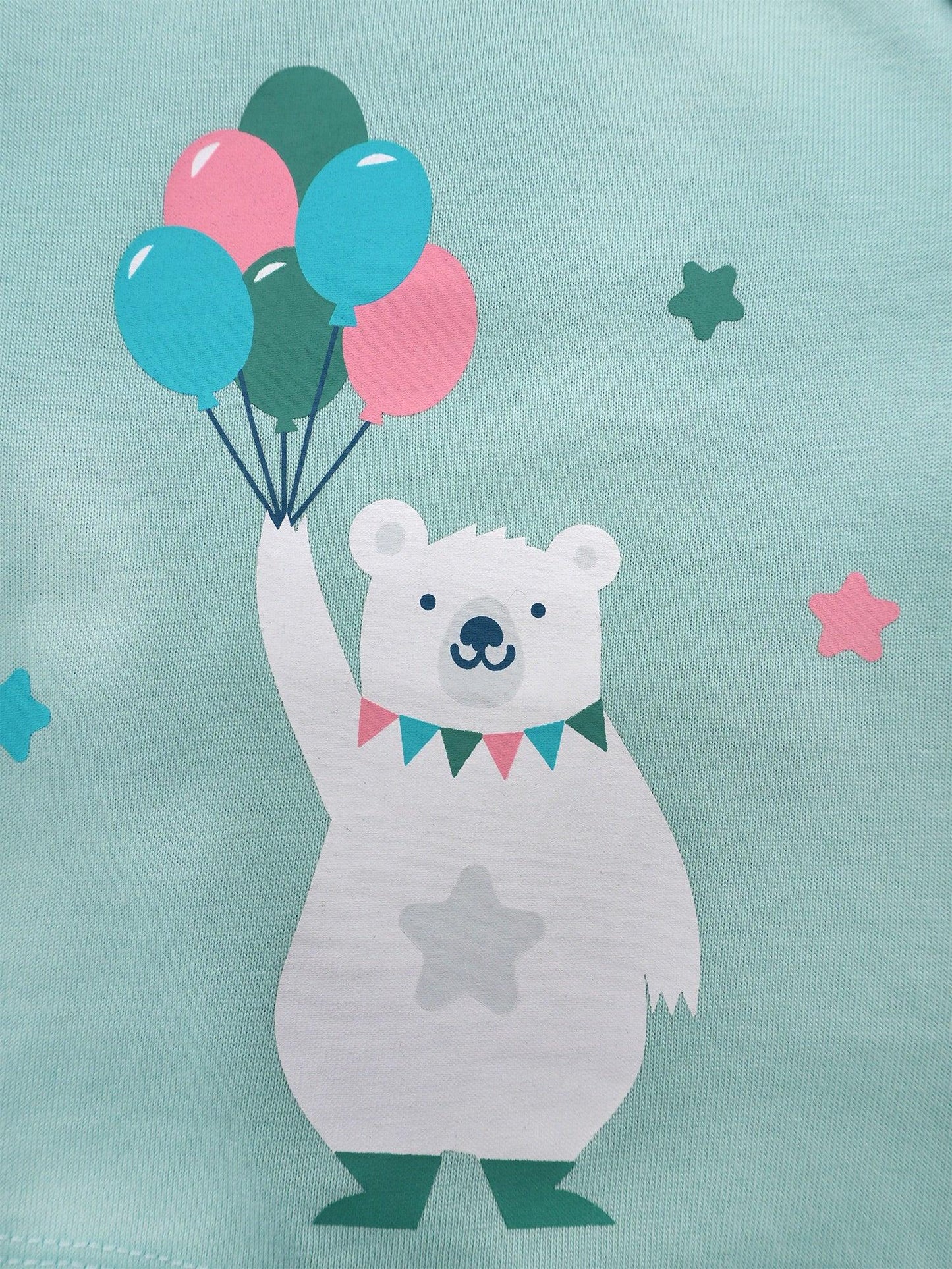 Bear-Print Raglan Sleeve  Tee