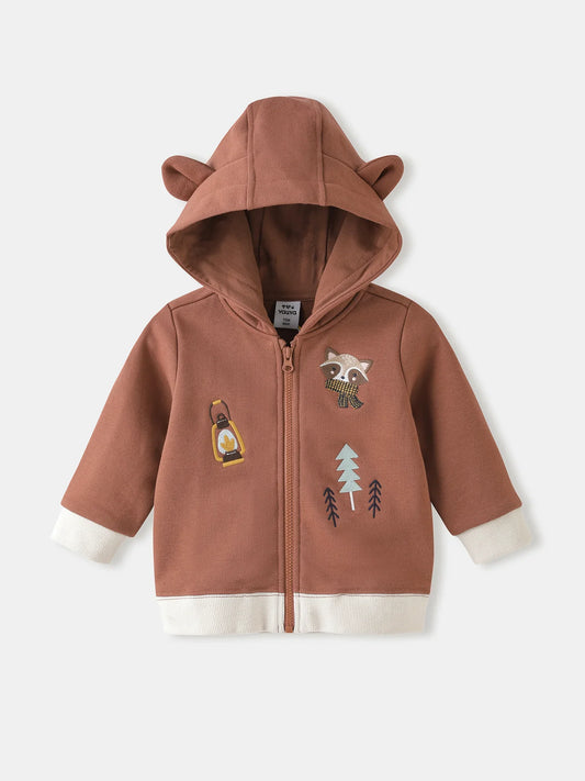 Baby Boys' Hooded Zip‑Up Jacket