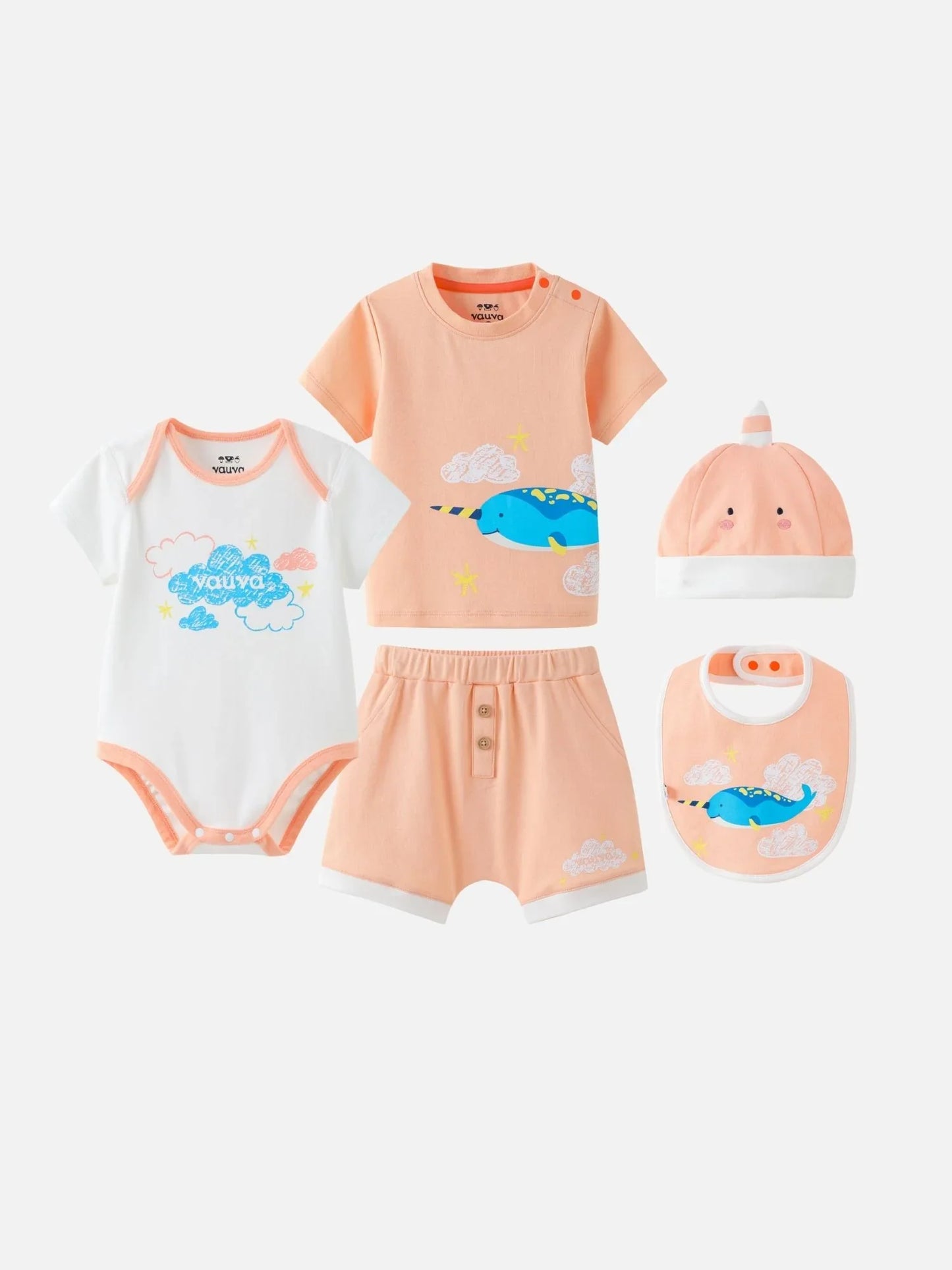 Baby Narwhal Print Organic Cotton Set