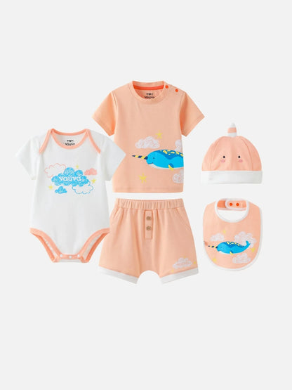 Baby Narwhal Print Organic Cotton Set