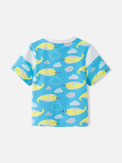 Boys Allover Narwhal Print Tee