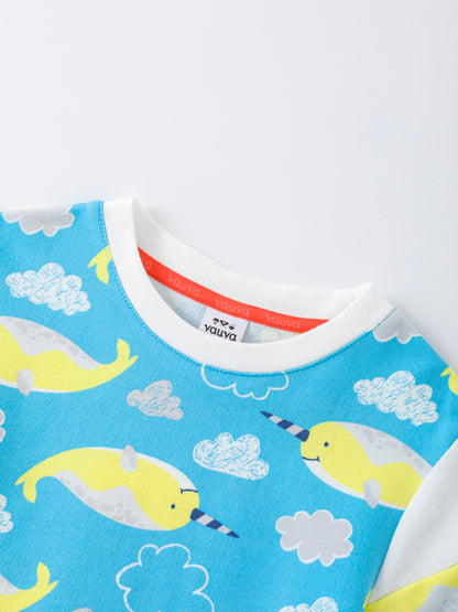 Boys Allover Narwhal Print Tee