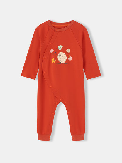 Baby Boys Woodland Hedgehog Print Wrap-Front Romper