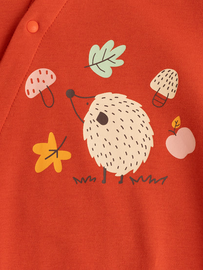 Baby Boys Woodland Hedgehog Print Wrap-Front Romper