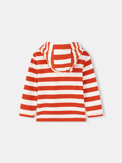 Boys Hedgehog Stripe Hooded Henley T-Shirt