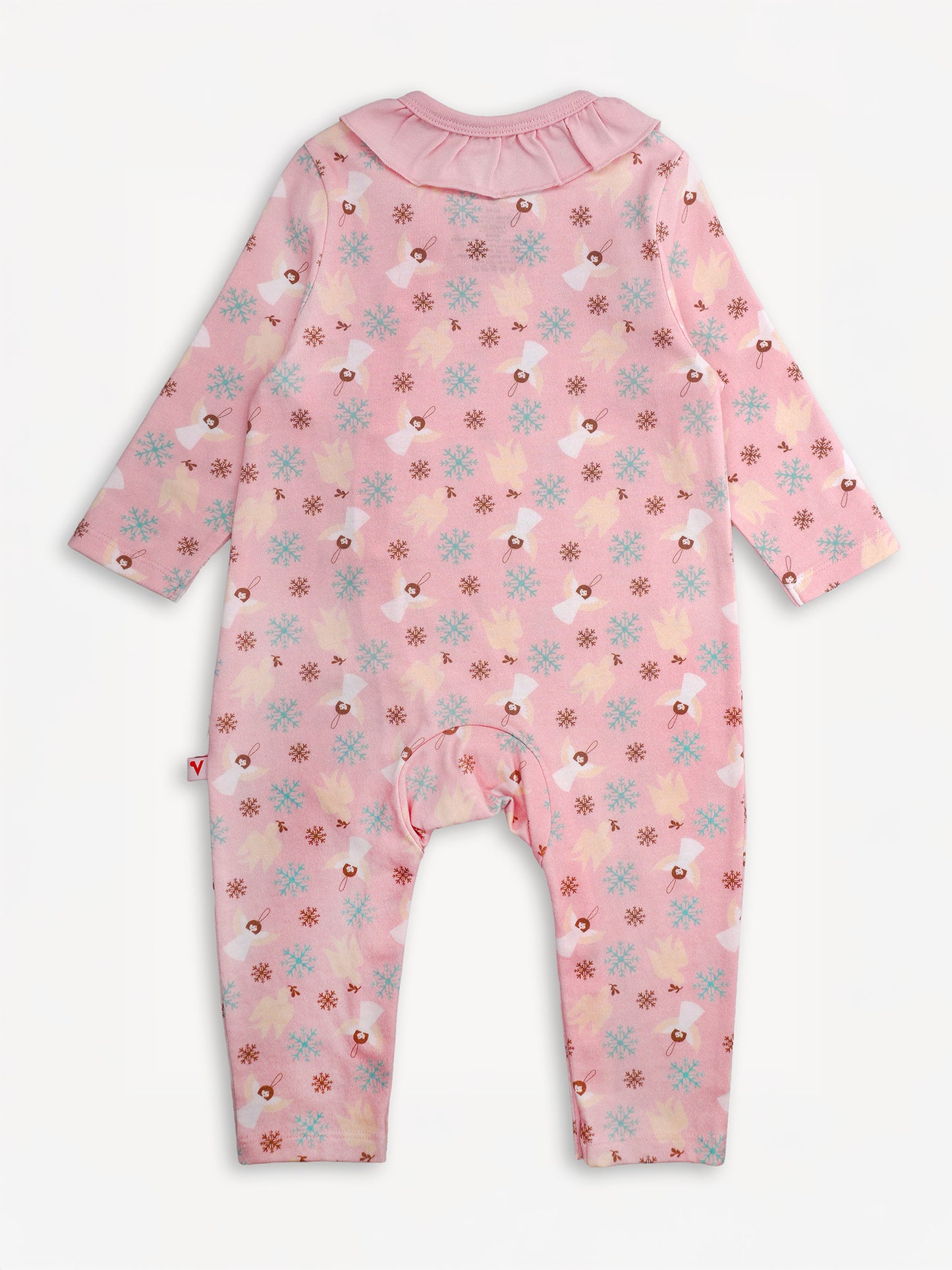 Angel-Print Ruffle Collar Romper