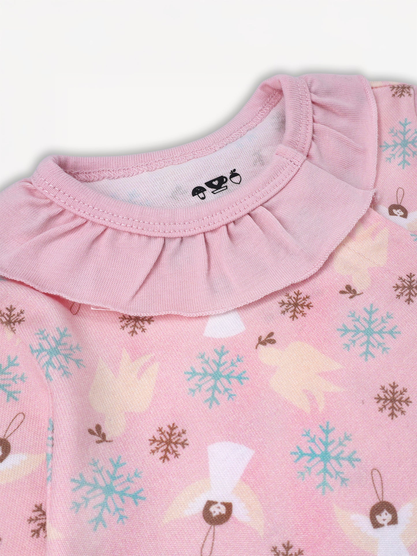 Angel-Print Ruffle Collar Romper