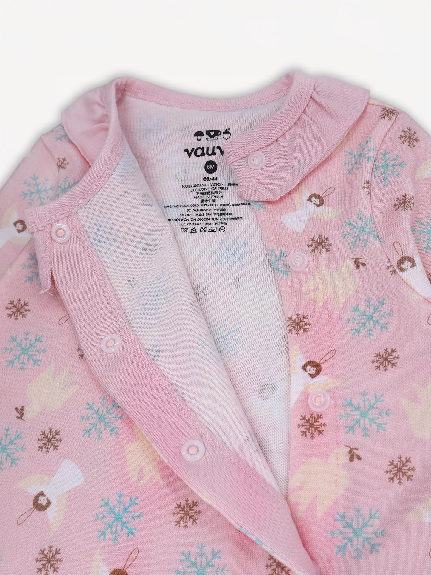 Angel-Print Ruffle Collar Romper