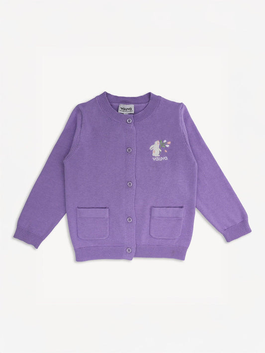 Kids Bunny Embroidery Cardigan