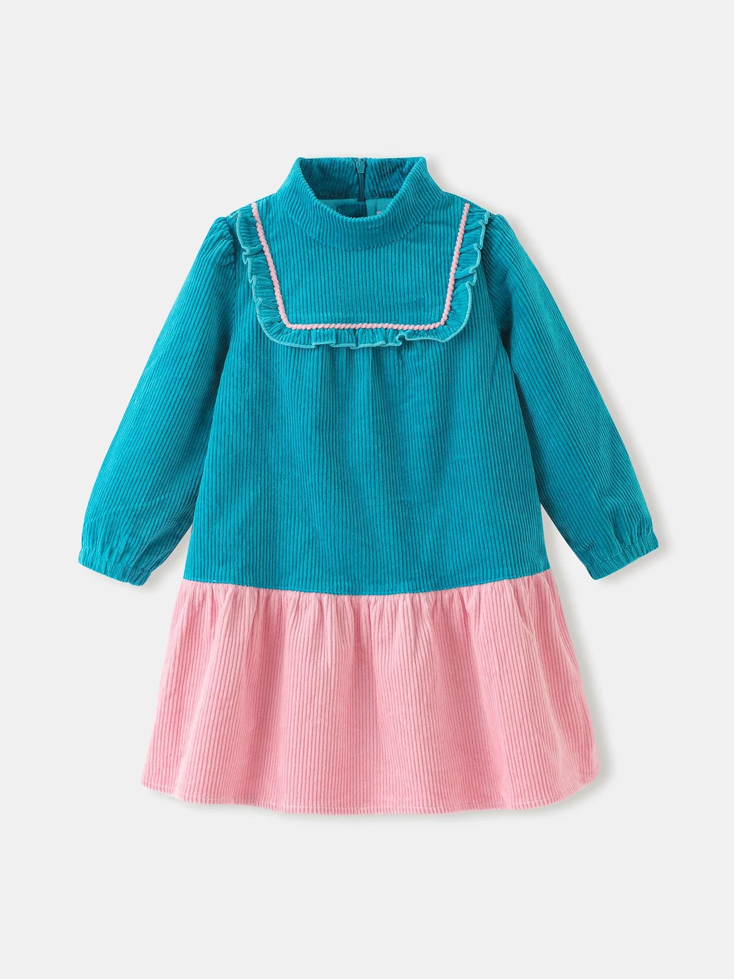 Girls' Color‑Block Corduroy Dress
