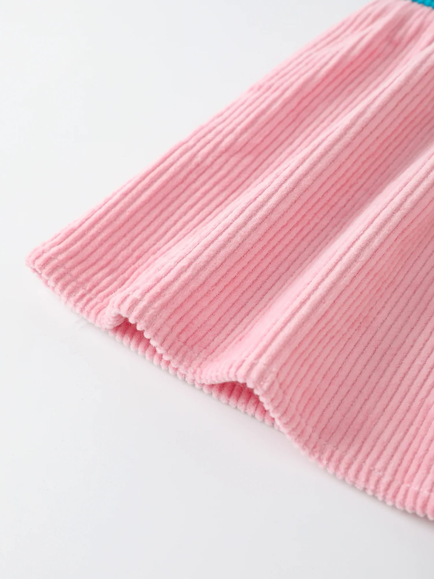 Girls' Color‑Block Corduroy Dress