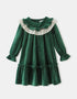 Girls' Velvet Ruffle‑Collar Dress