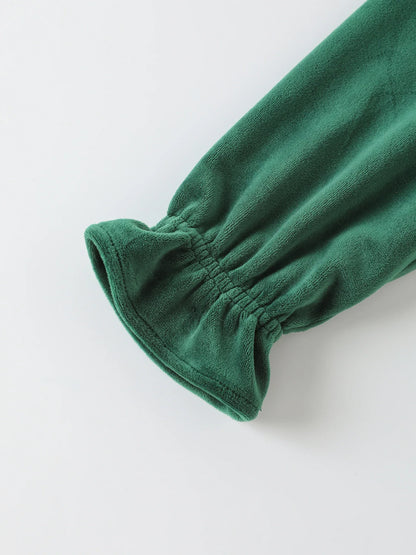 Girls' Velvet Ruffle‑Collar Dress