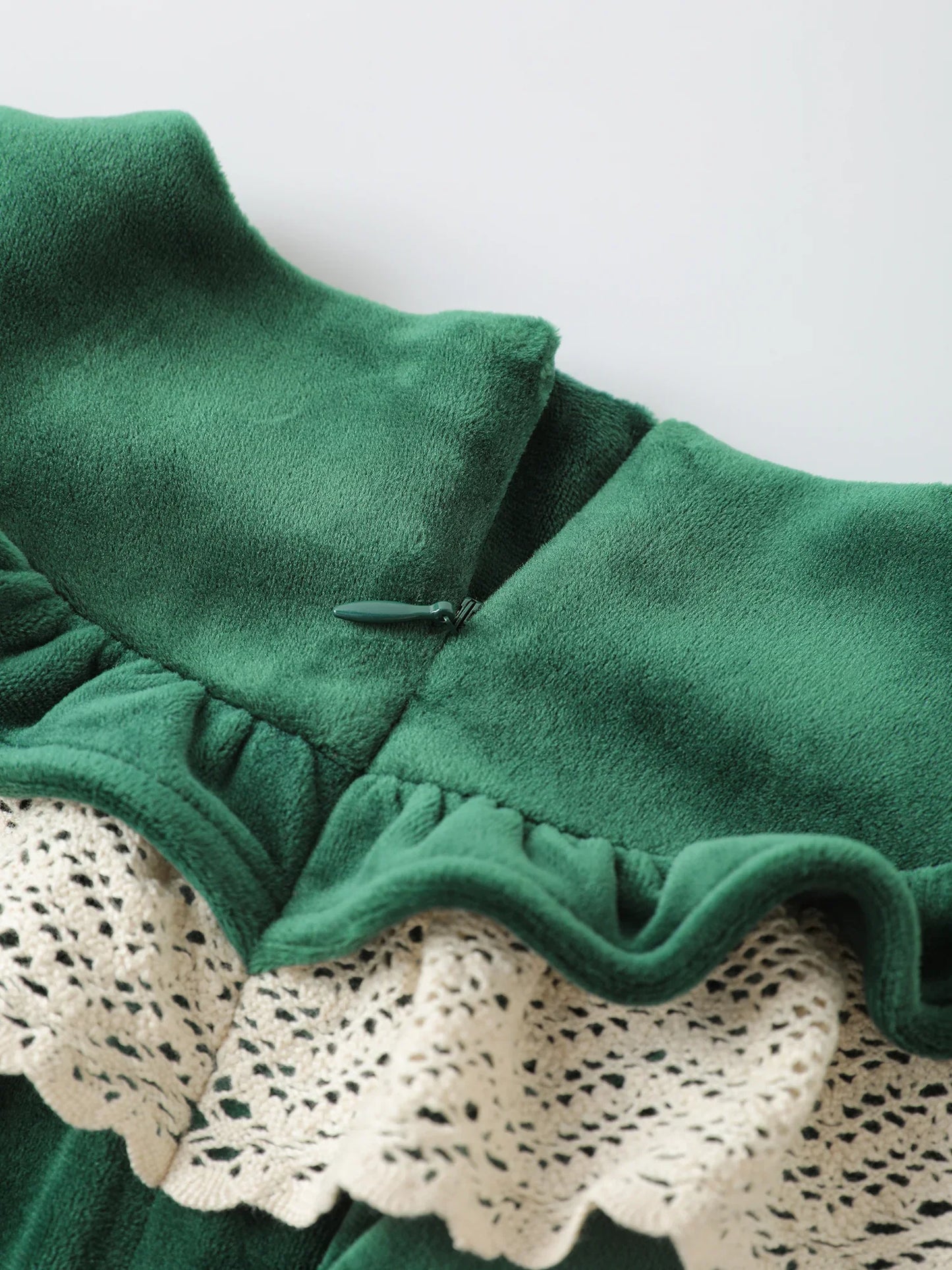 Girls' Velvet Ruffle‑Collar Dress
