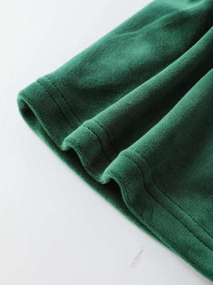 Girls' Velvet Ruffle‑Collar Dress