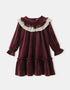 Girls' Velvet Ruffle‑Collar Dress