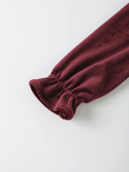 Girls' Velvet Ruffle‑Collar Dress