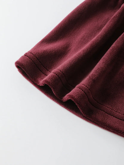 Girls' Velvet Ruffle‑Collar Dress