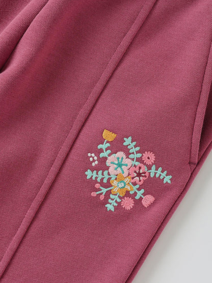 Girls' Embroidered Sweat Pants