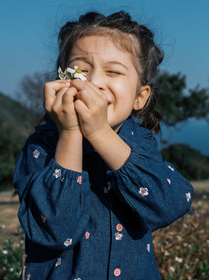 Girls' Floral Button‑Front Shirt