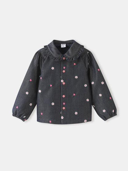 Girls' Floral Button‑Front Shirt