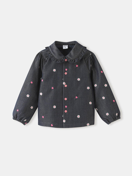 Girls' Floral Button‑Front Shirt