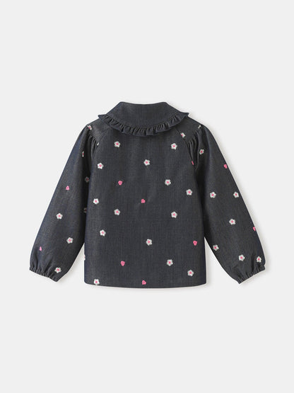 Girls' Floral Button‑Front Shirt