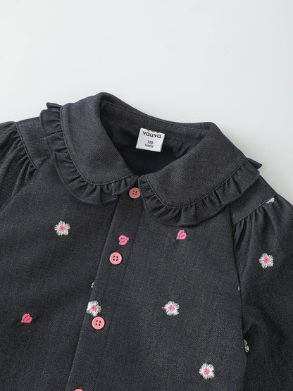 Girls' Floral Button‑Front Shirt
