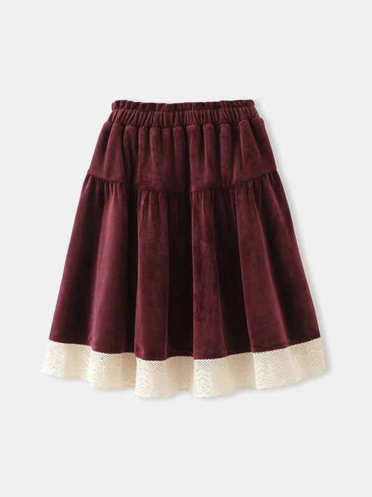 Girls' Velvet Tiered Skirt