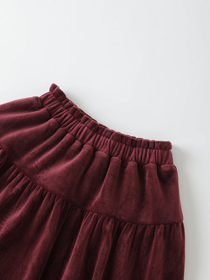Girls' Velvet Tiered Skirt