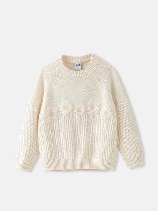 Girls' Floral Knit Sweater