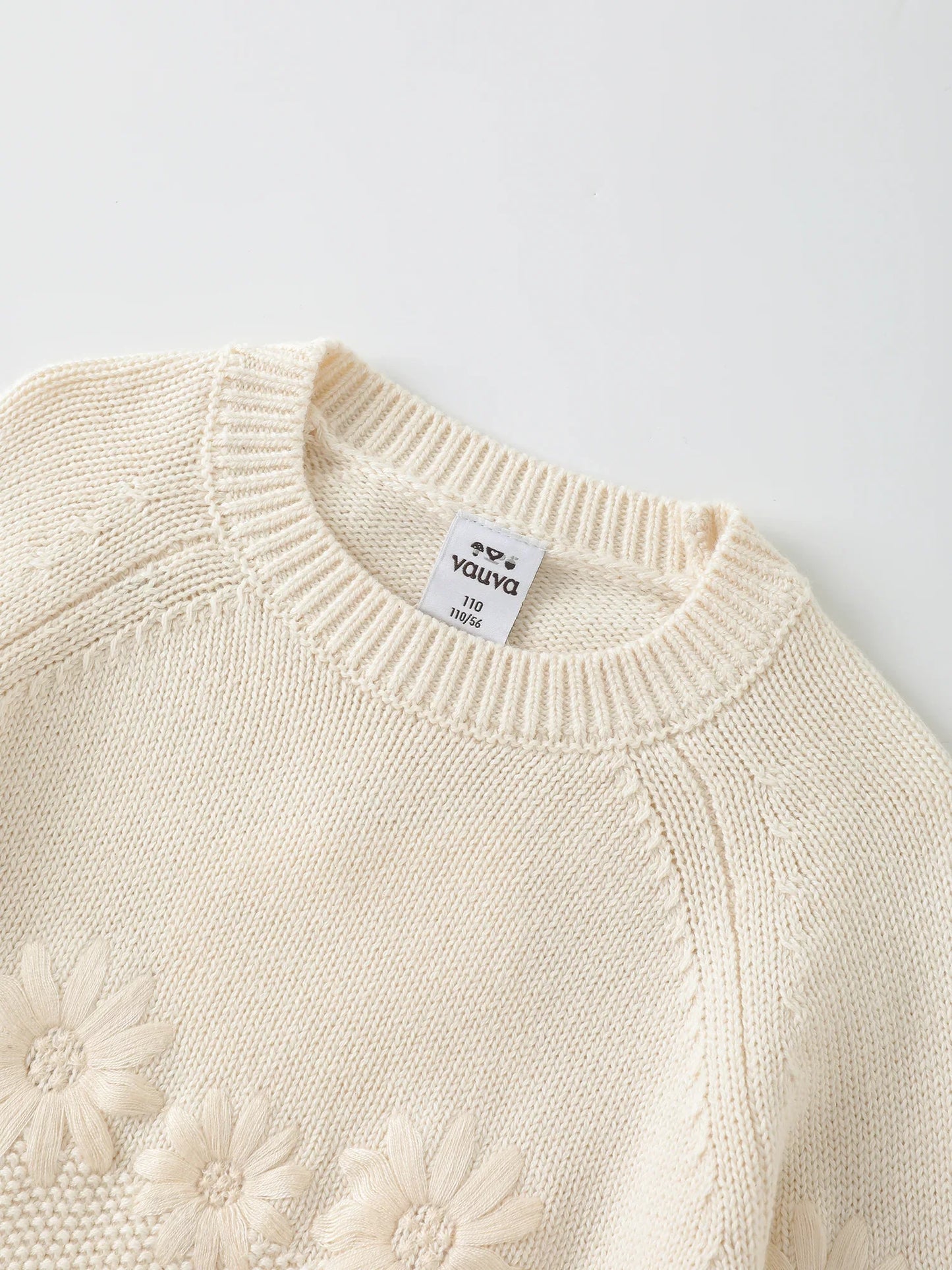 Girls' Floral Knit Sweater