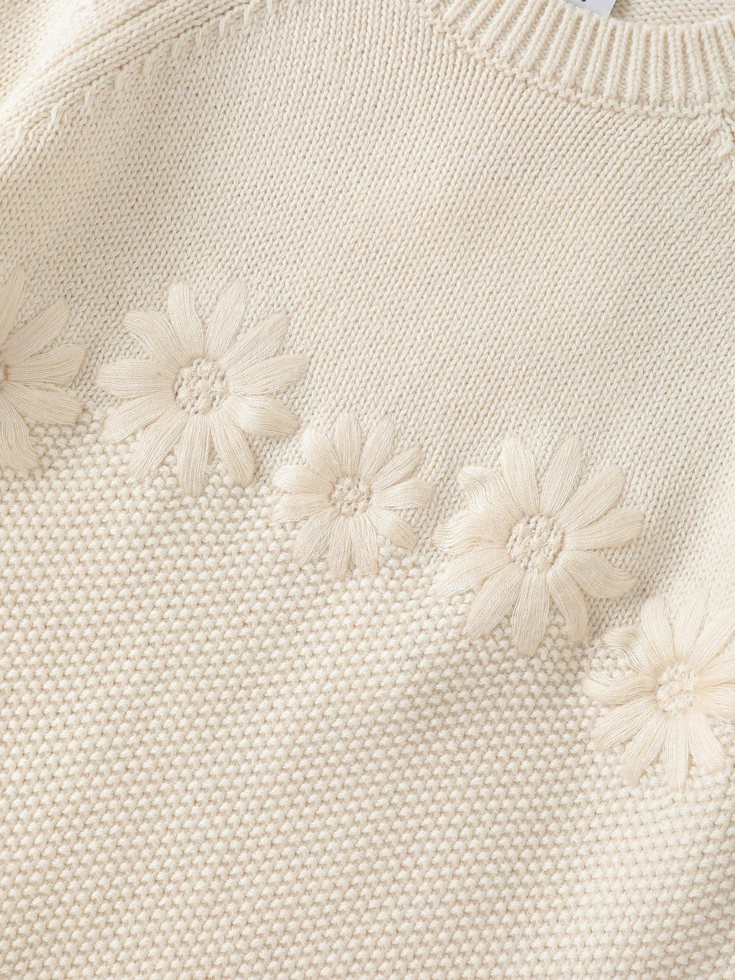 Girls' Floral Knit Sweater