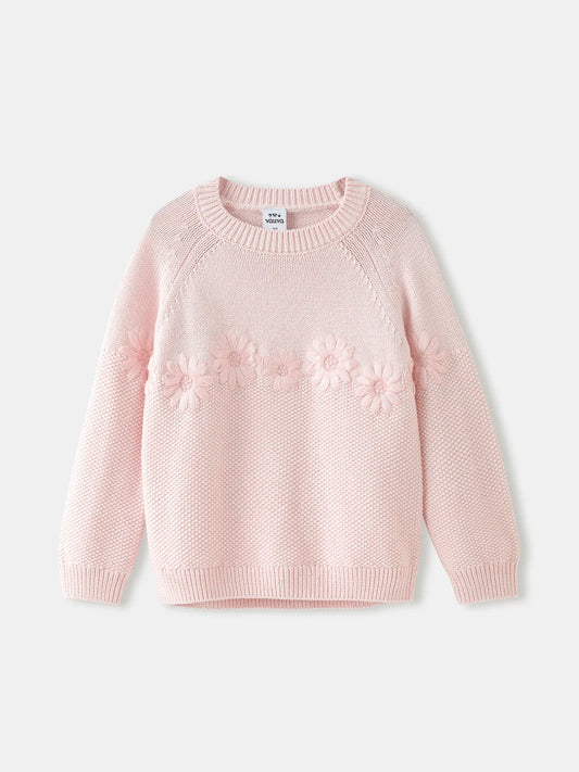 Girls' Floral Knit Sweater