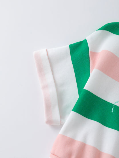 Girls Stripy Short Sleeves Dress